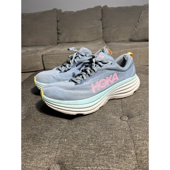 Hoka One One Other - Hoka One One Bondi 8 Running Shoes Mens Size 11 Blue Pink Yellow 1123202